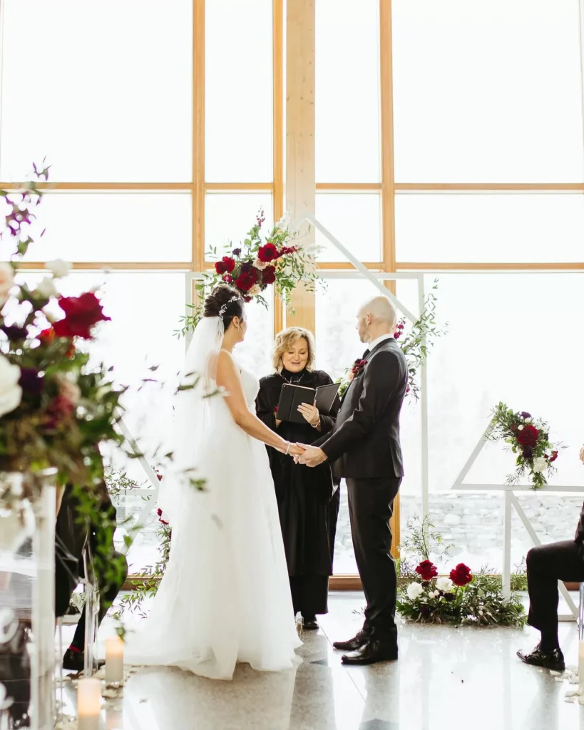 Calgary Wedding Officiant Tamara Jones performing a Marriage Ceremony